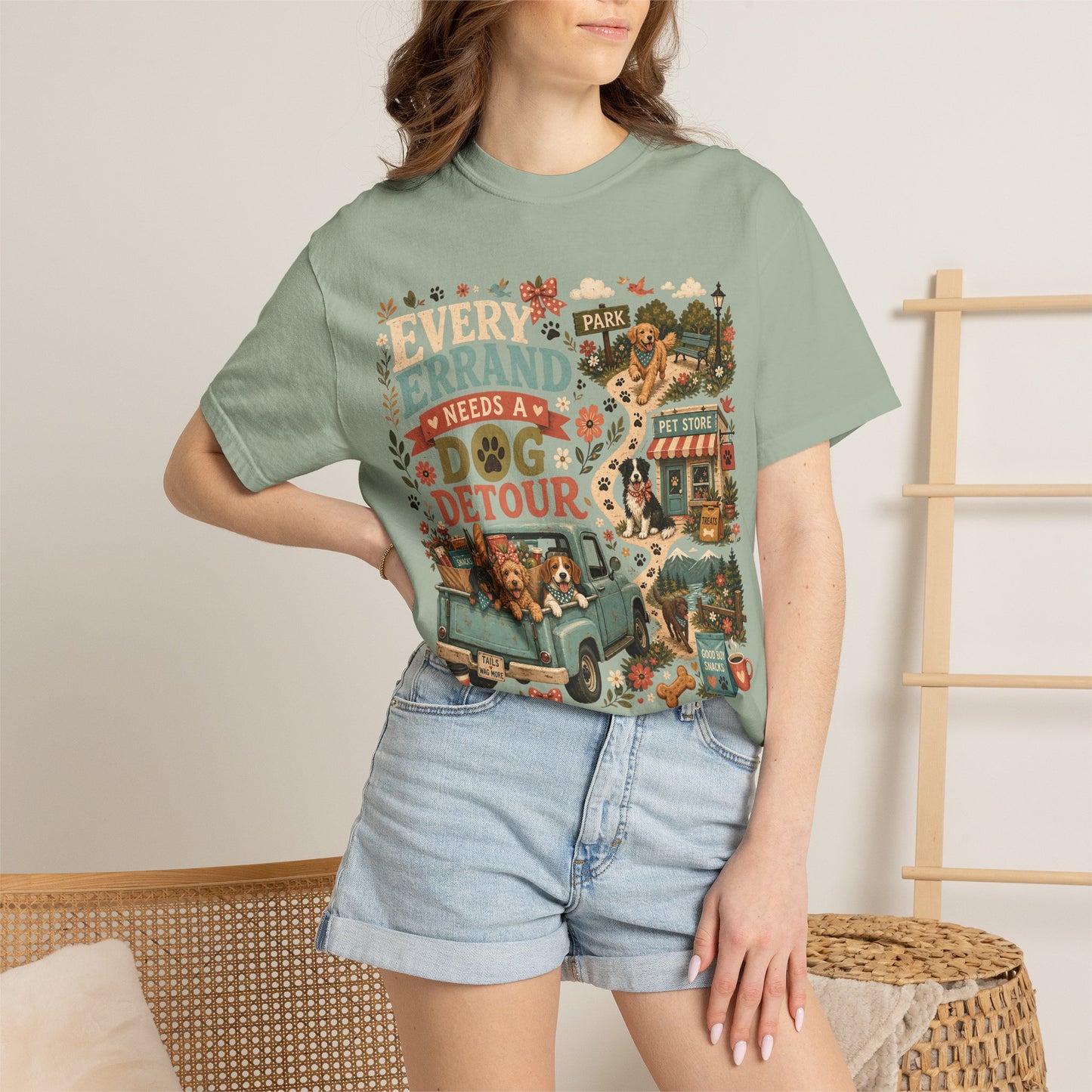 Every Errand Needs a Dog Detour T-Shirt Dog Mom