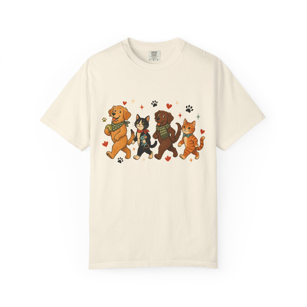 Dog and Cat Parade T-Shirt – Cute Multi-Pet Parent Graphic T-Shirt