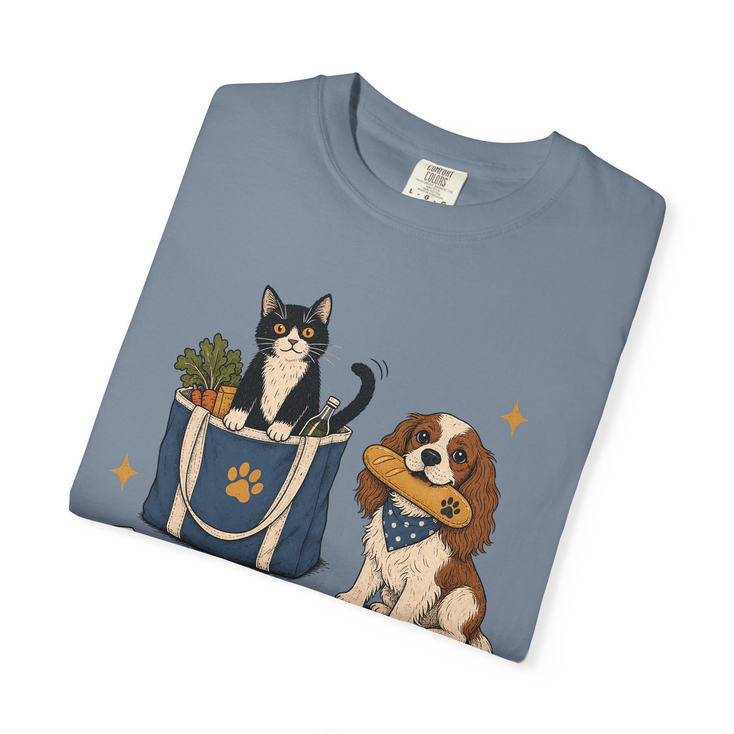 "Errands With Supervision" Funny Grocery Shopping Cat & Dog T-Shirt