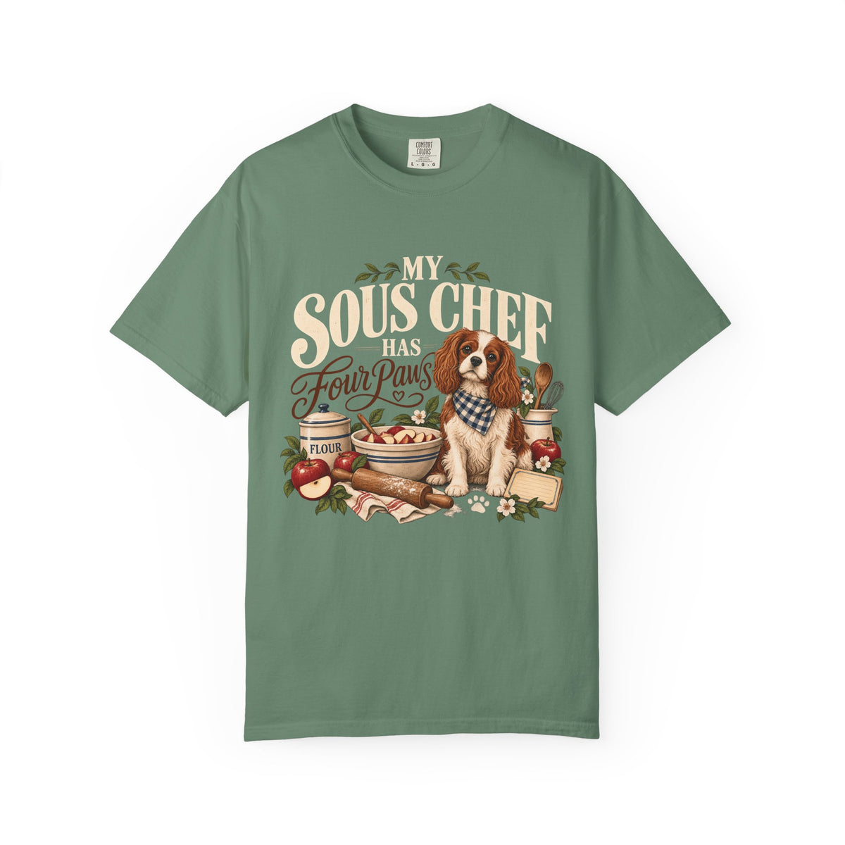 My Sous Chef Has Four Paws T-Shirt – Funny Dog Mom Baking Tee