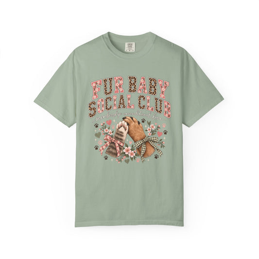 Fur Baby Social Club T-Shirt – Retro Floral Dog & Cat Lover Tee