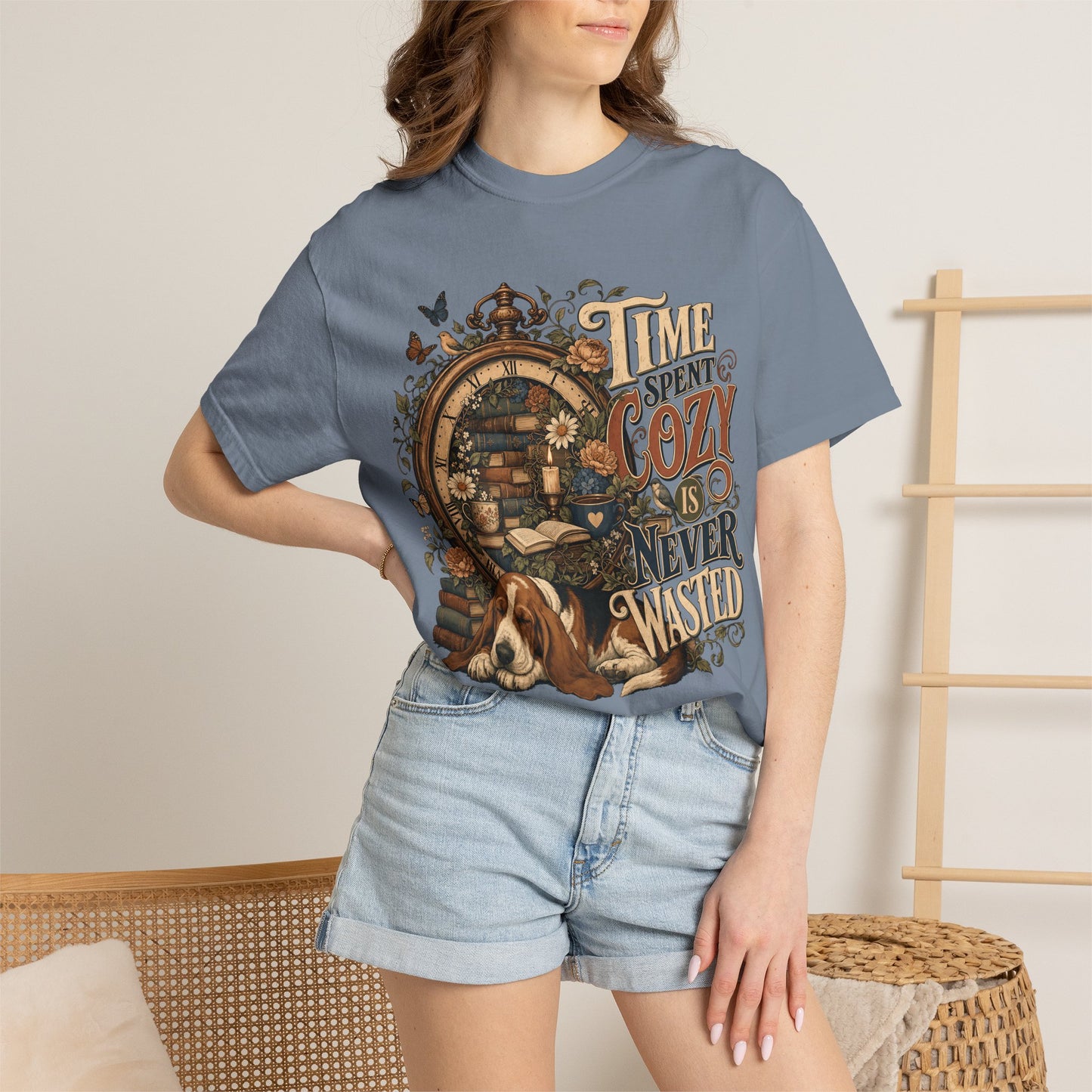 Time Spent Cozy Is Never Wasted — Cute Pet Lover T-Shirt