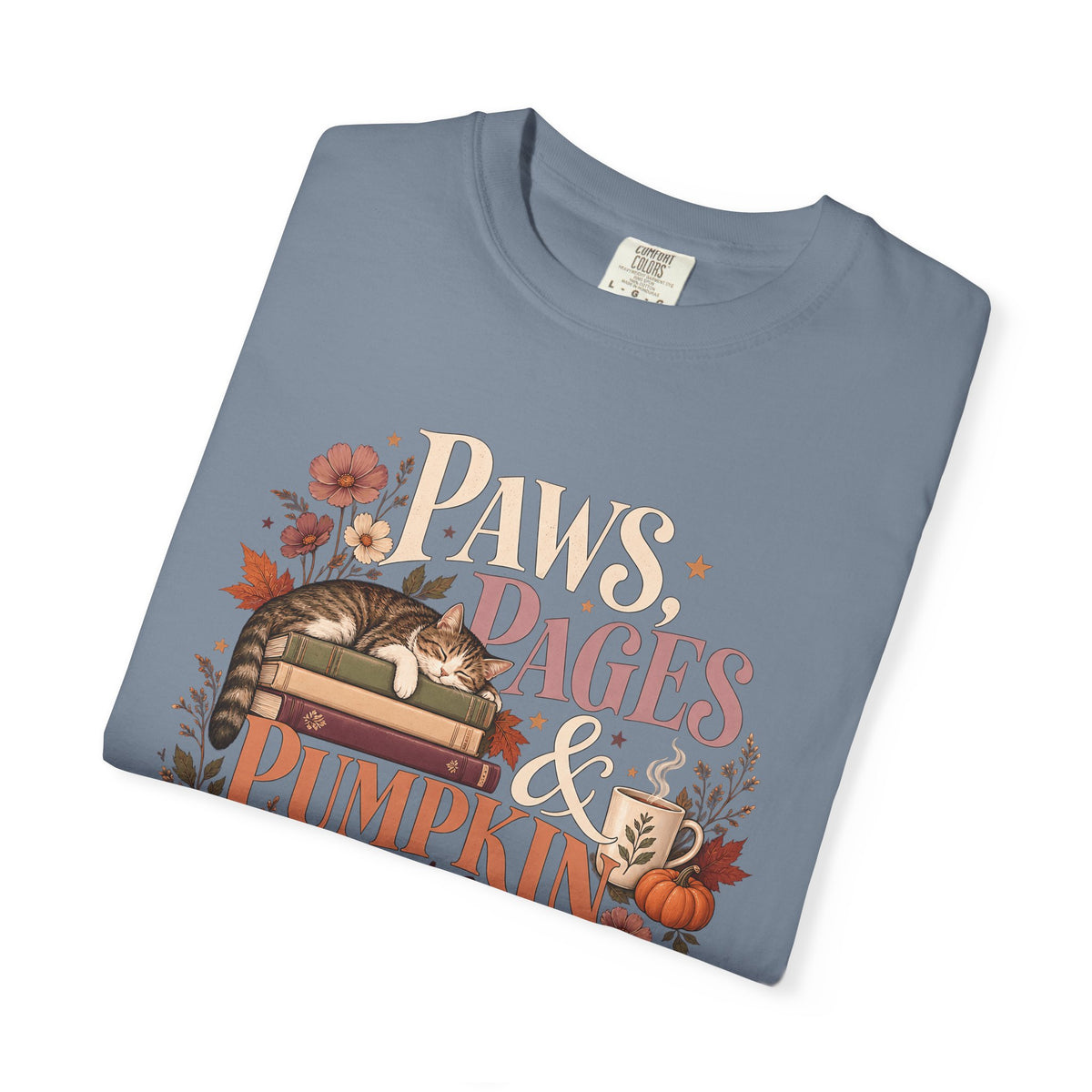 Paws, Pages & Pumpkin Days T-Shirt – Cozy Fall Book Lover Pet Tee