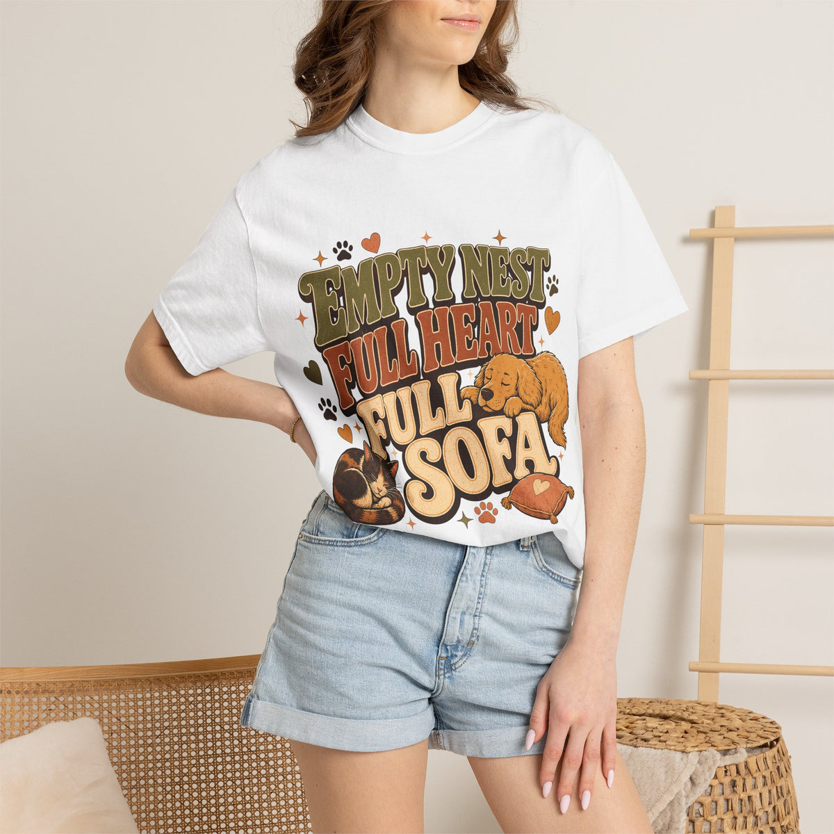 Empty Nest Full Heart Full Sofa Dog and Cat T-Shirt
