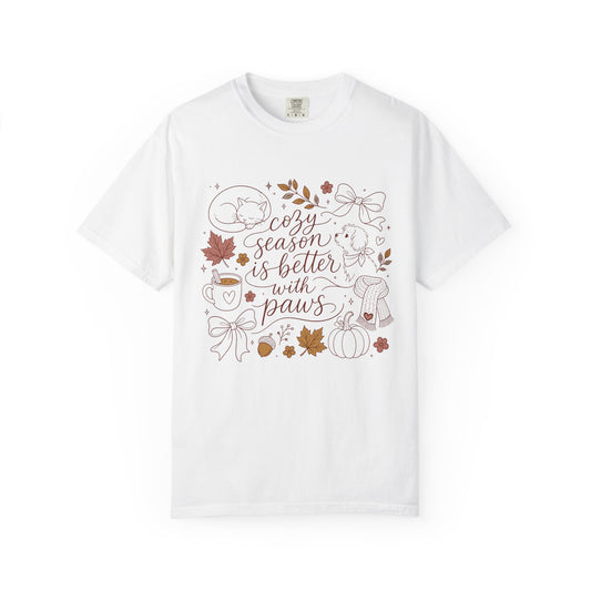Cozy Season Is Better With Paws T-Shirt – Fall Pet Lover Dog & Cat T-Shirt