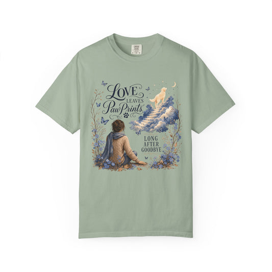 Love Leaves Paw Prints – Pet Memorial T-Shirt | Dog Loss Remembrance Gift