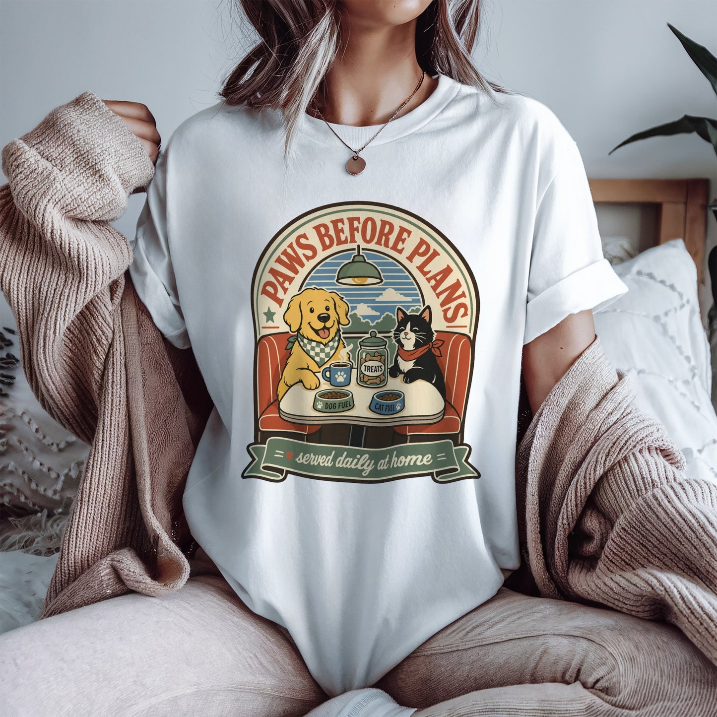 Paws Before Plans T-Shirt | Funny Dog Mom Cat Mom Comfort Colors Tee | Pet Parent Gift | House Full of Paws