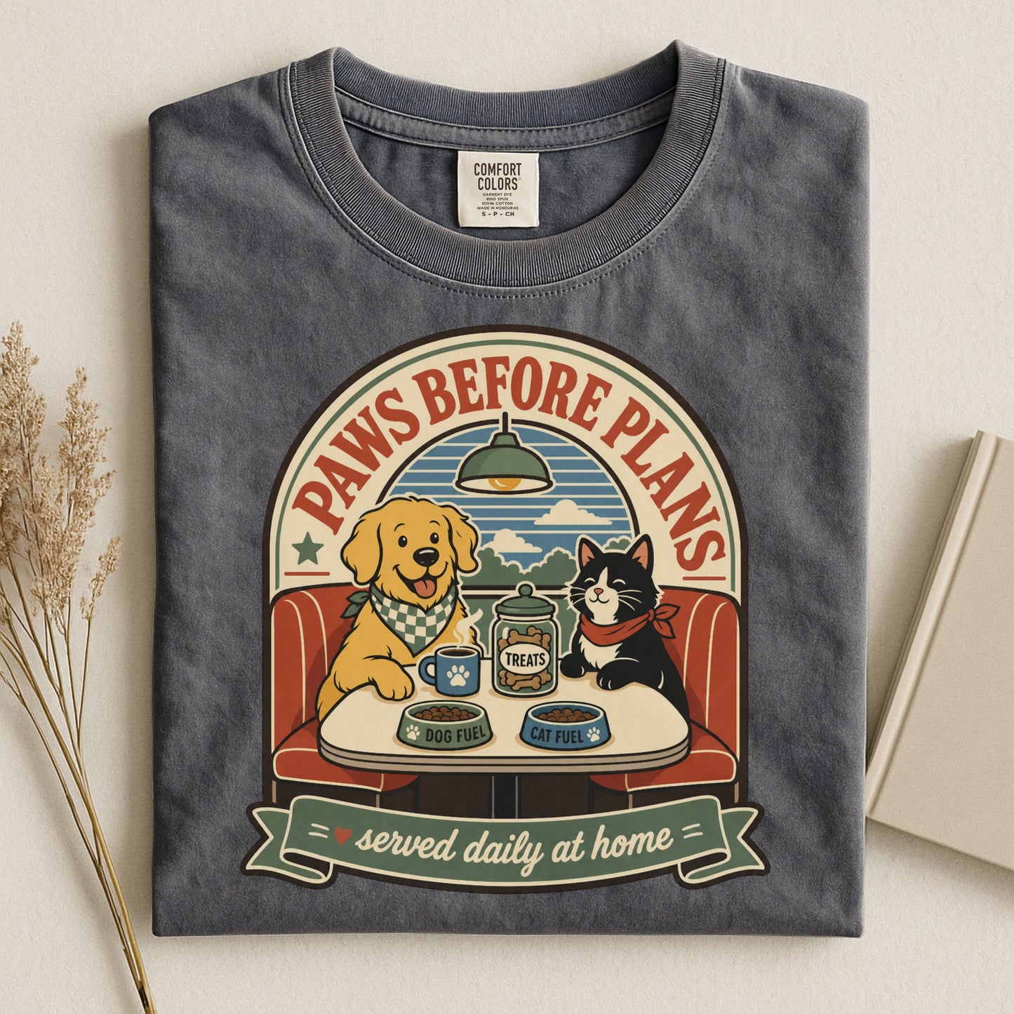 Paws Before Plans T-Shirt | Funny Dog Mom Cat Mom Comfort Colors Tee | Pet Parent Gift | House Full of Paws