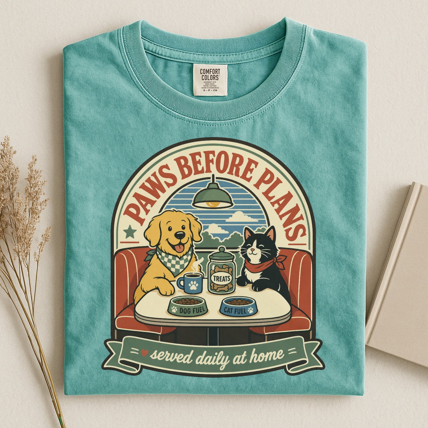 Paws Before Plans T-Shirt | Funny Dog Mom Cat Mom Comfort Colors Tee | Pet Parent Gift | House Full of Paws