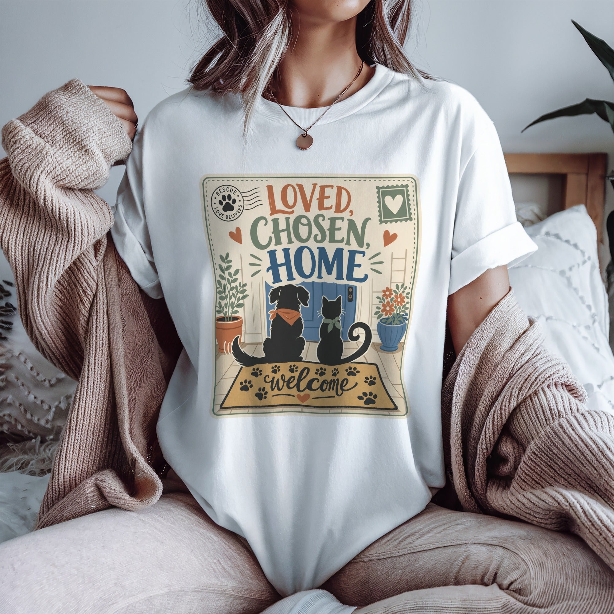 Loved, Chosen, Home - Celebrate Rehoming a Beloved Pet - Pet Parent T-Shirt