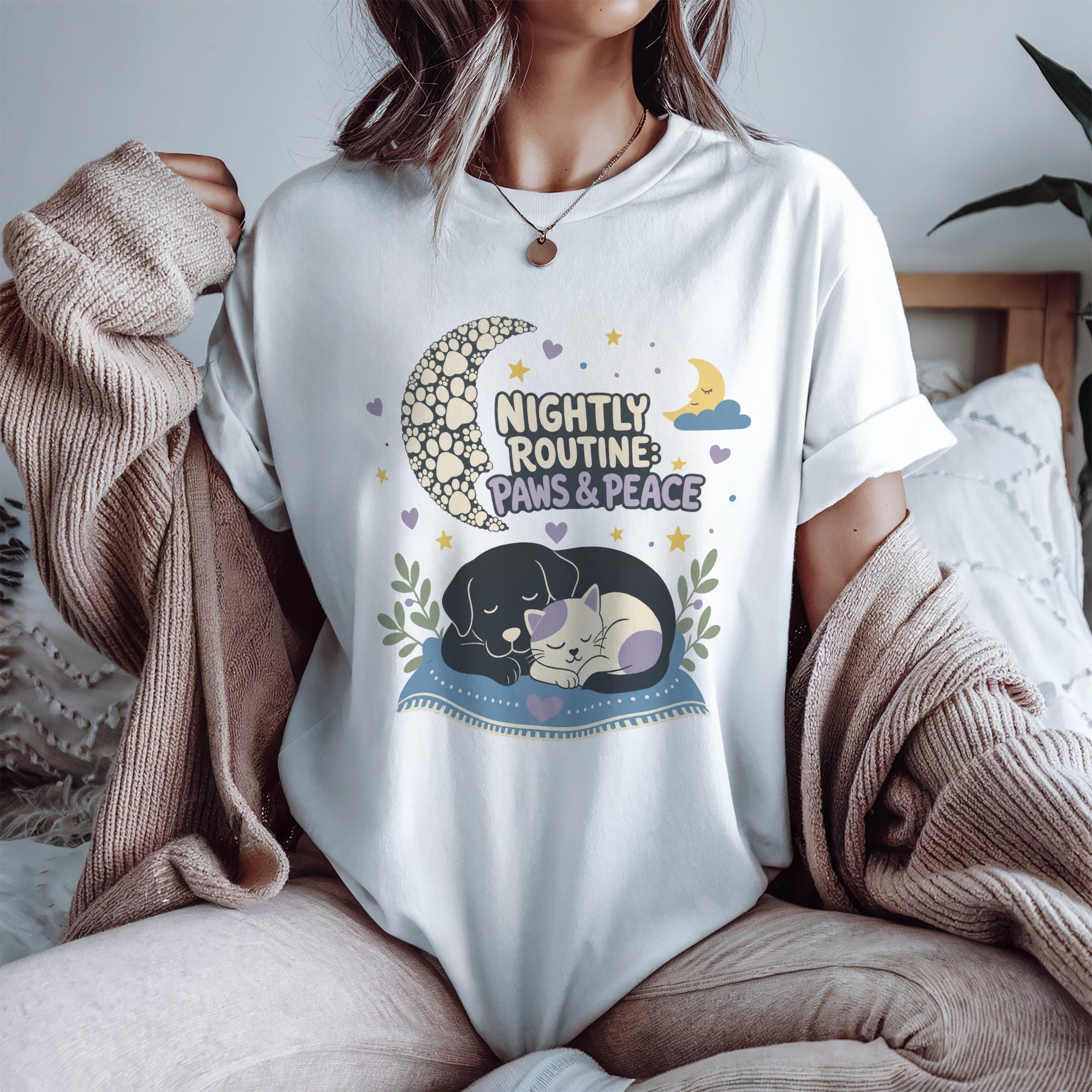 Nightly Routine: Paws & Peace - Beloved Pet - Pet Parent T-Shirt