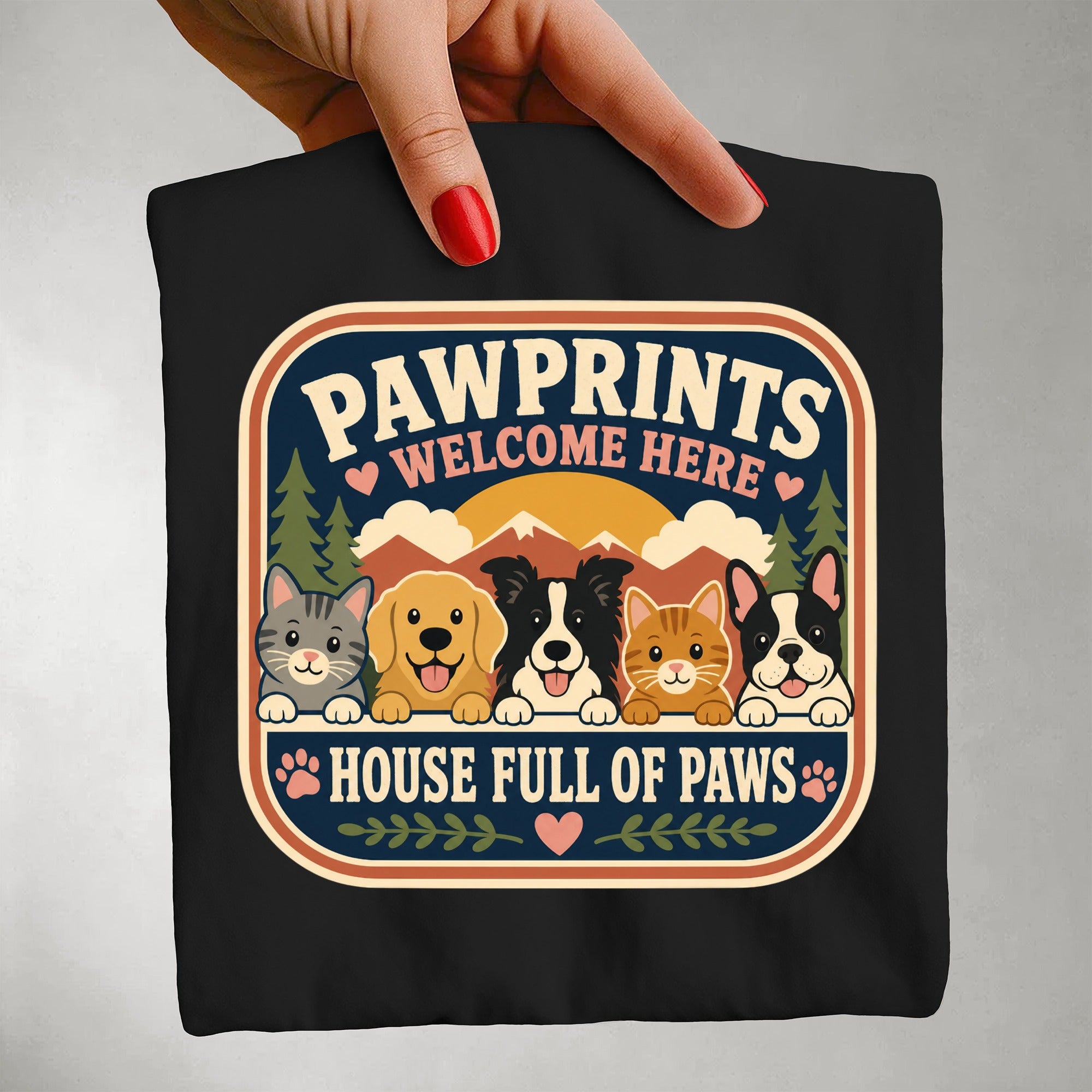 Paw Prints Welcome Here - Beloved Pet - Pet Parent T-Shirt