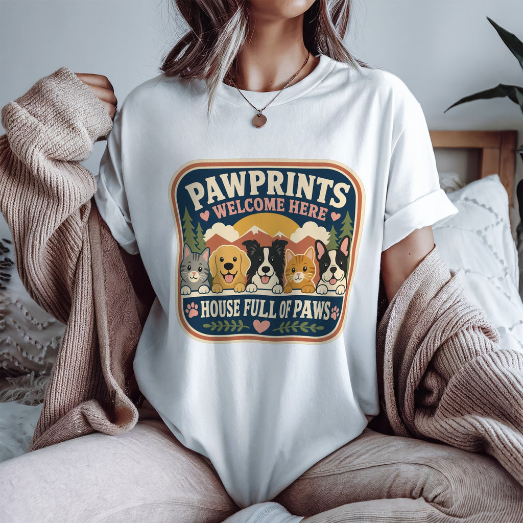 Paw Prints Welcome Here - Beloved Pet - Pet Parent T-Shirt