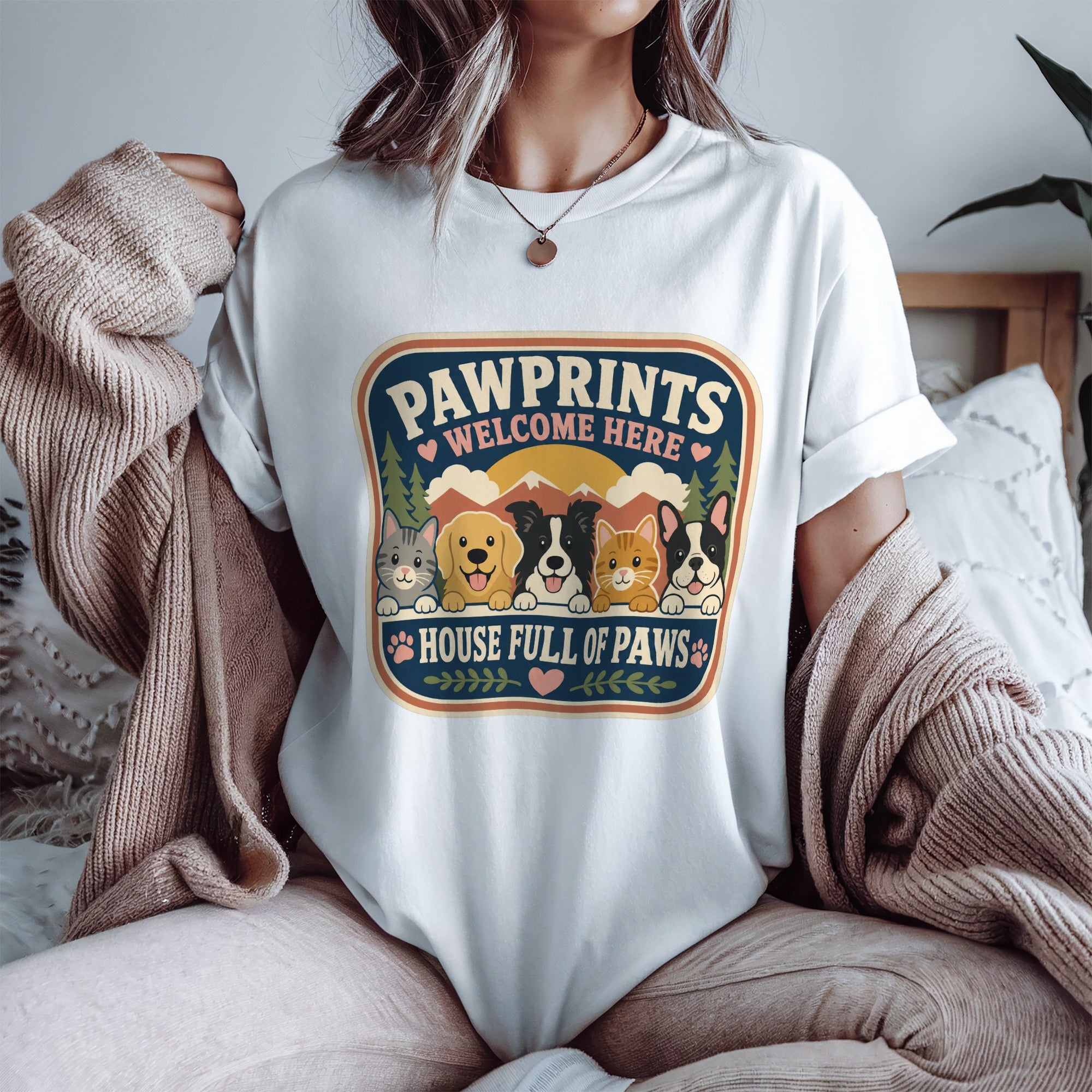 Paw Prints Welcome Here - Beloved Pet - Pet Parent T-Shirt