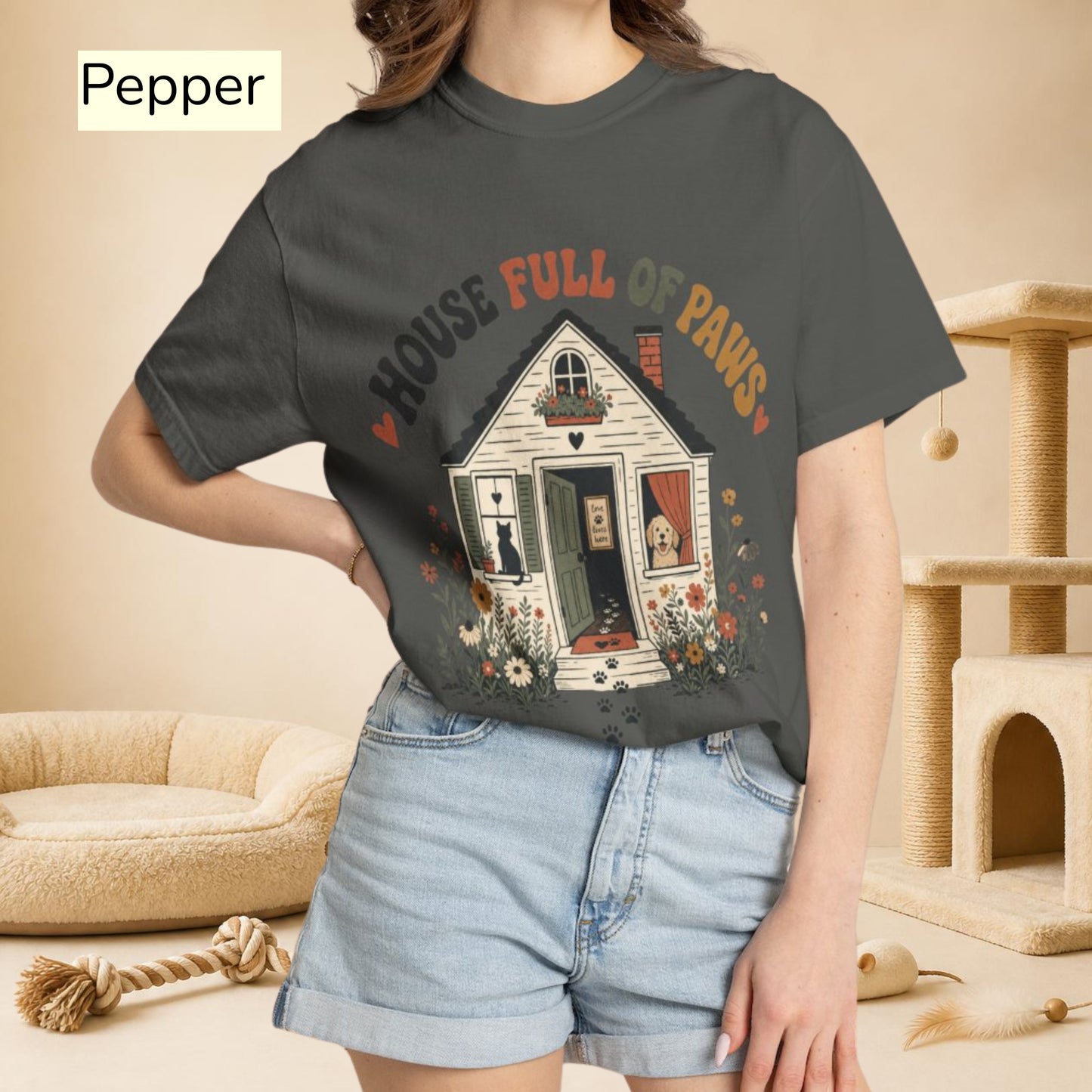 House Full of Paws T-Shirt — Cute Pet Lover Cottage T-Shirt