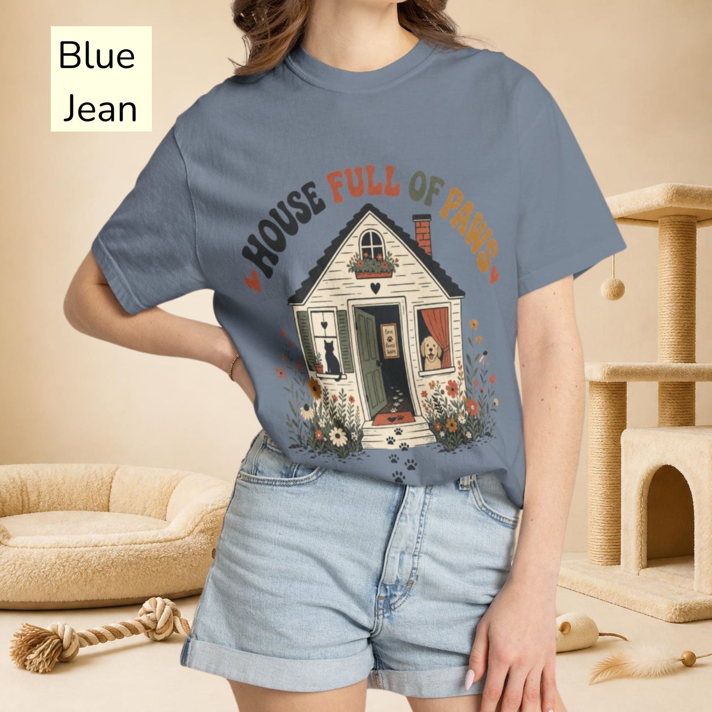 House Full of Paws T-Shirt — Cute Pet Lover Cottage T-Shirt