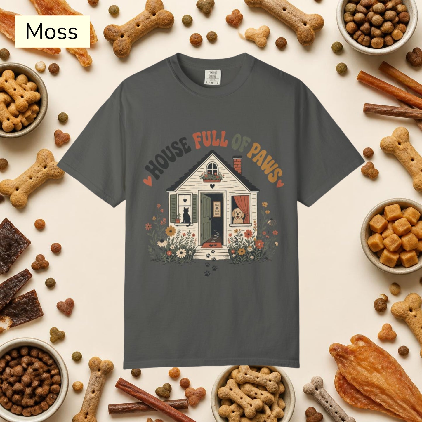 House Full of Paws T-Shirt — Cute Pet Lover Cottage T-Shirt