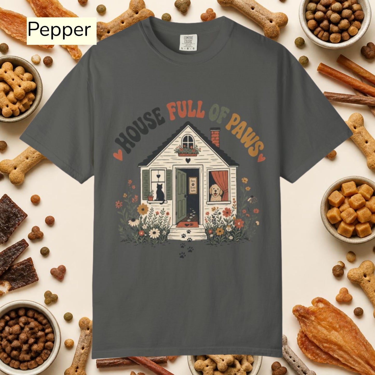 House Full of Paws T-Shirt — Cute Pet Lover Cottage T-Shirt