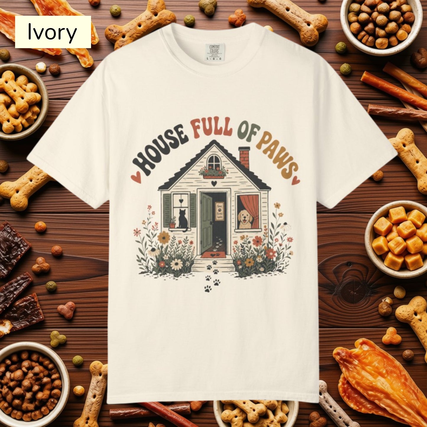 House Full of Paws T-Shirt — Cute Pet Lover Cottage T-Shirt