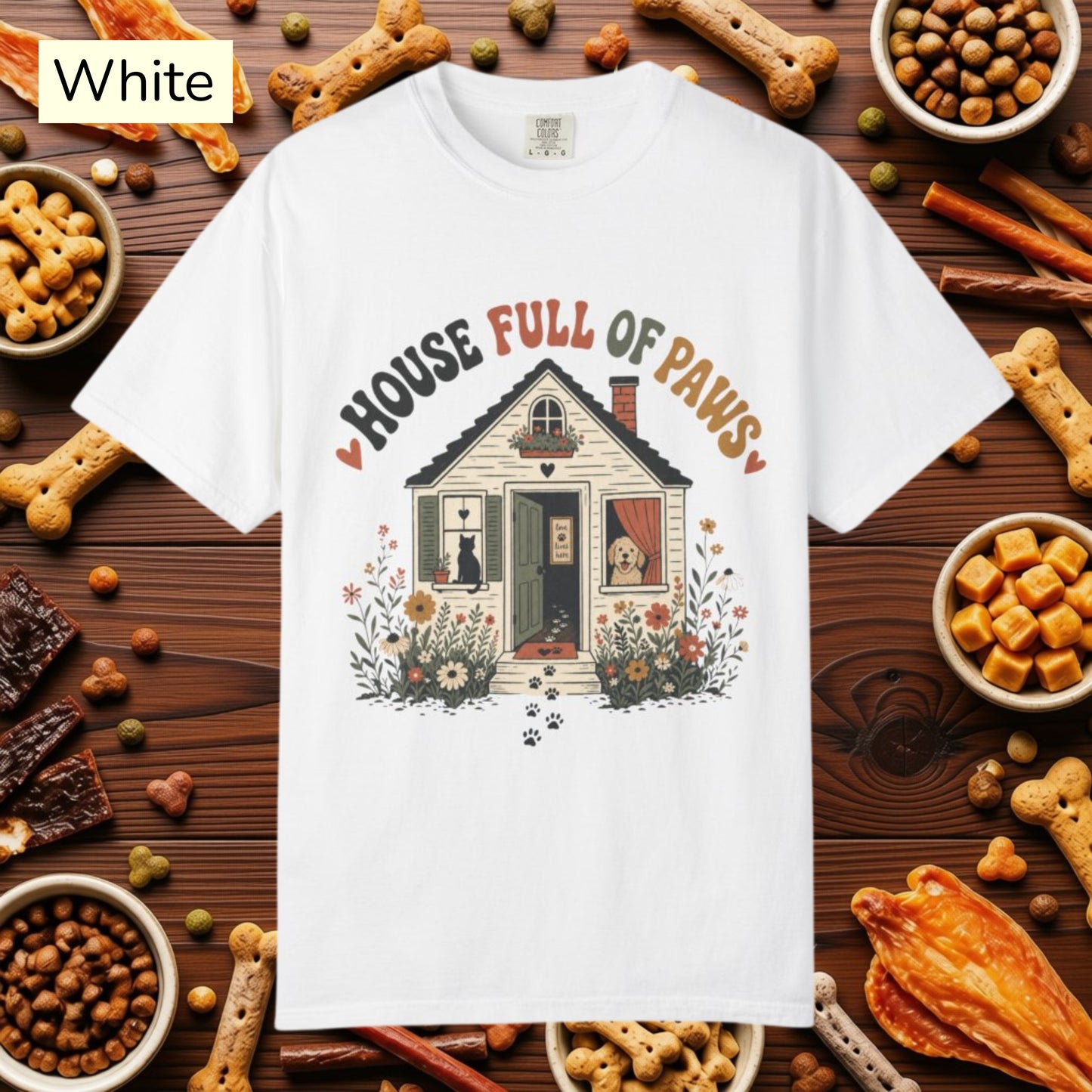 House Full of Paws T-Shirt — Cute Pet Lover Cottage T-Shirt