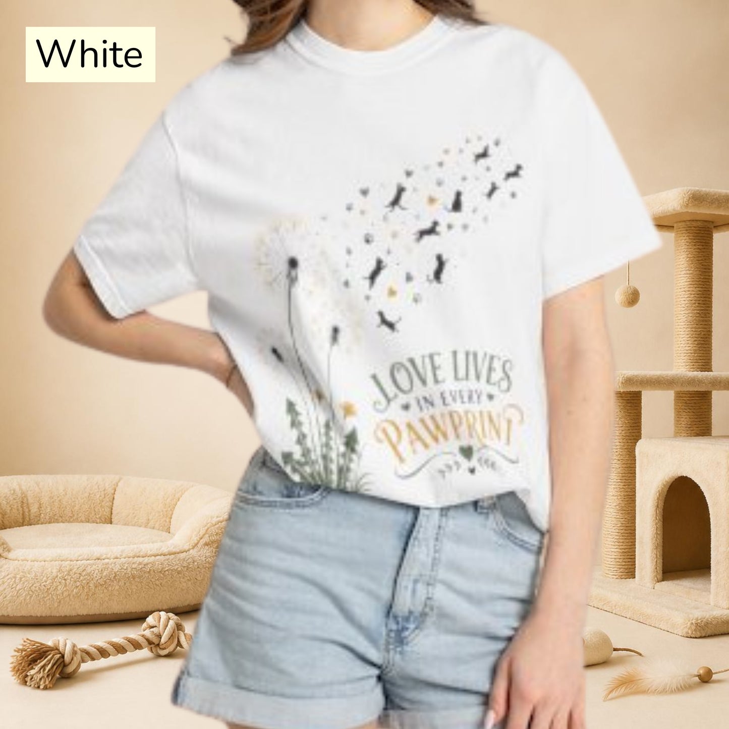 Love Lives in Every Pawprint — Cute Pet Lover T-Shirt