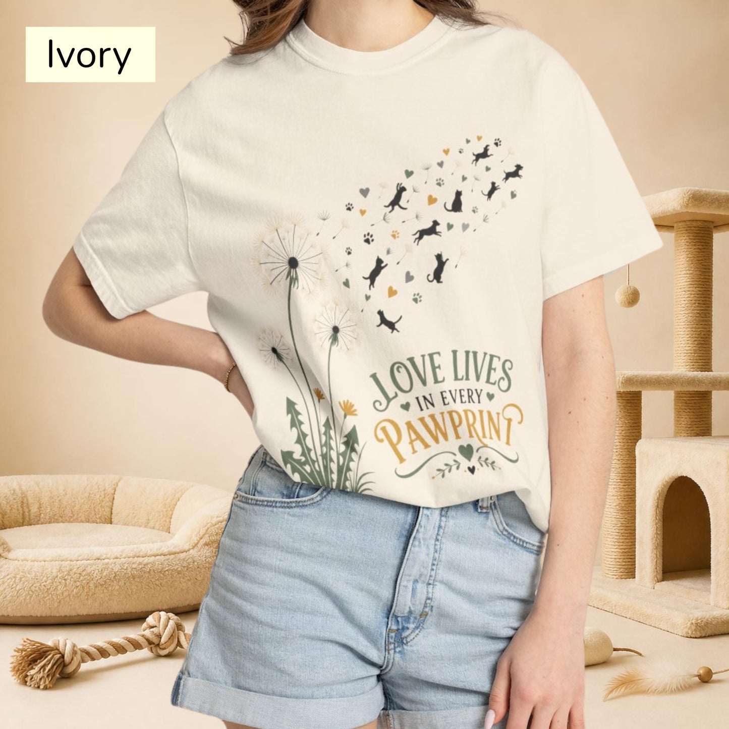 Love Lives in Every Pawprint — Cute Pet Lover T-Shirt