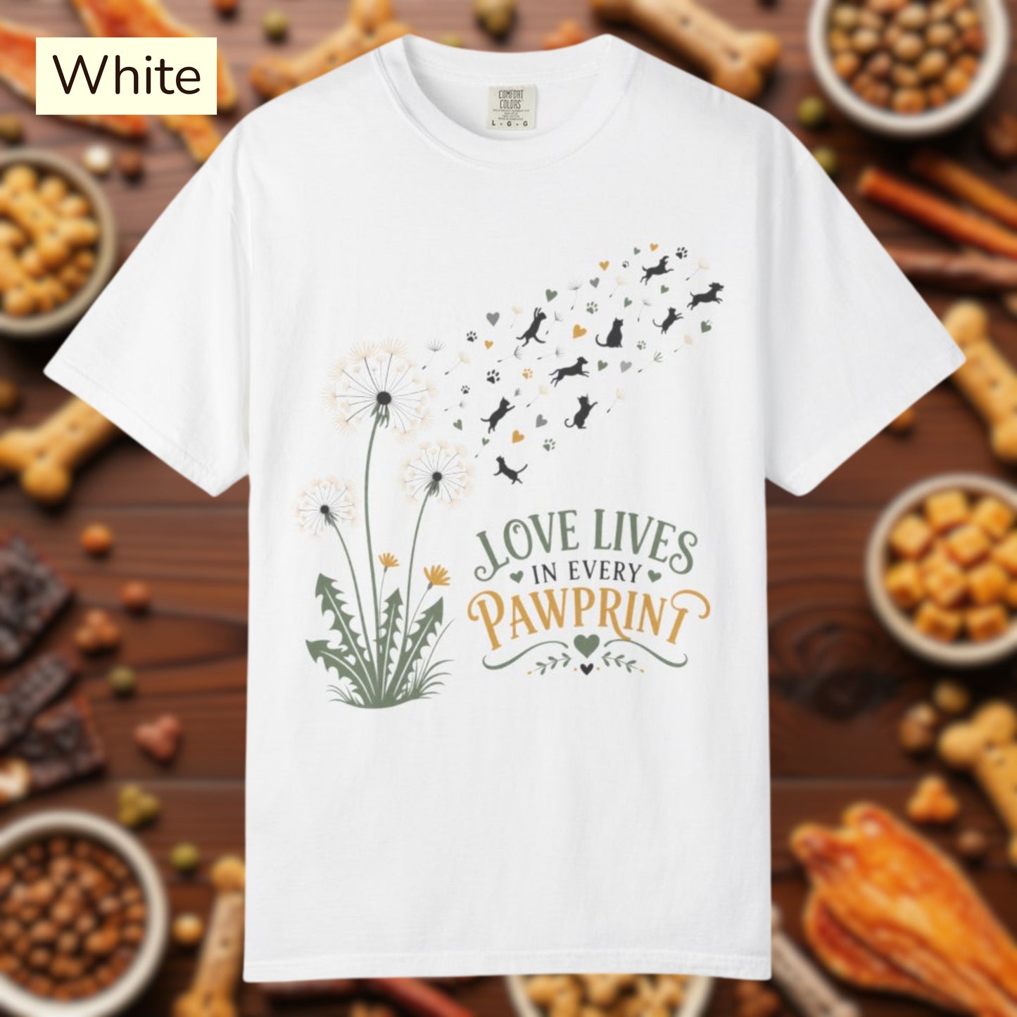 Love Lives in Every Pawprint — Cute Pet Lover T-Shirt
