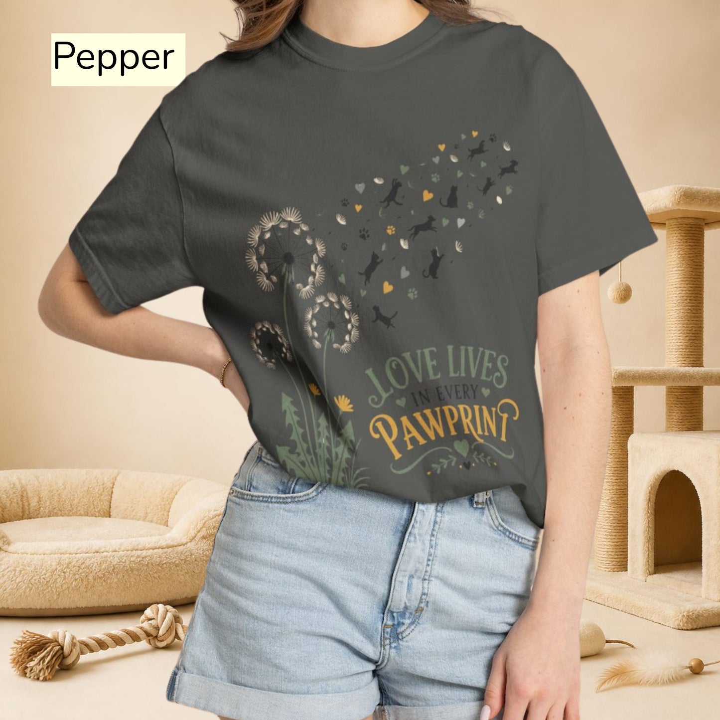 Love Lives in Every Pawprint — Cute Pet Lover T-Shirt