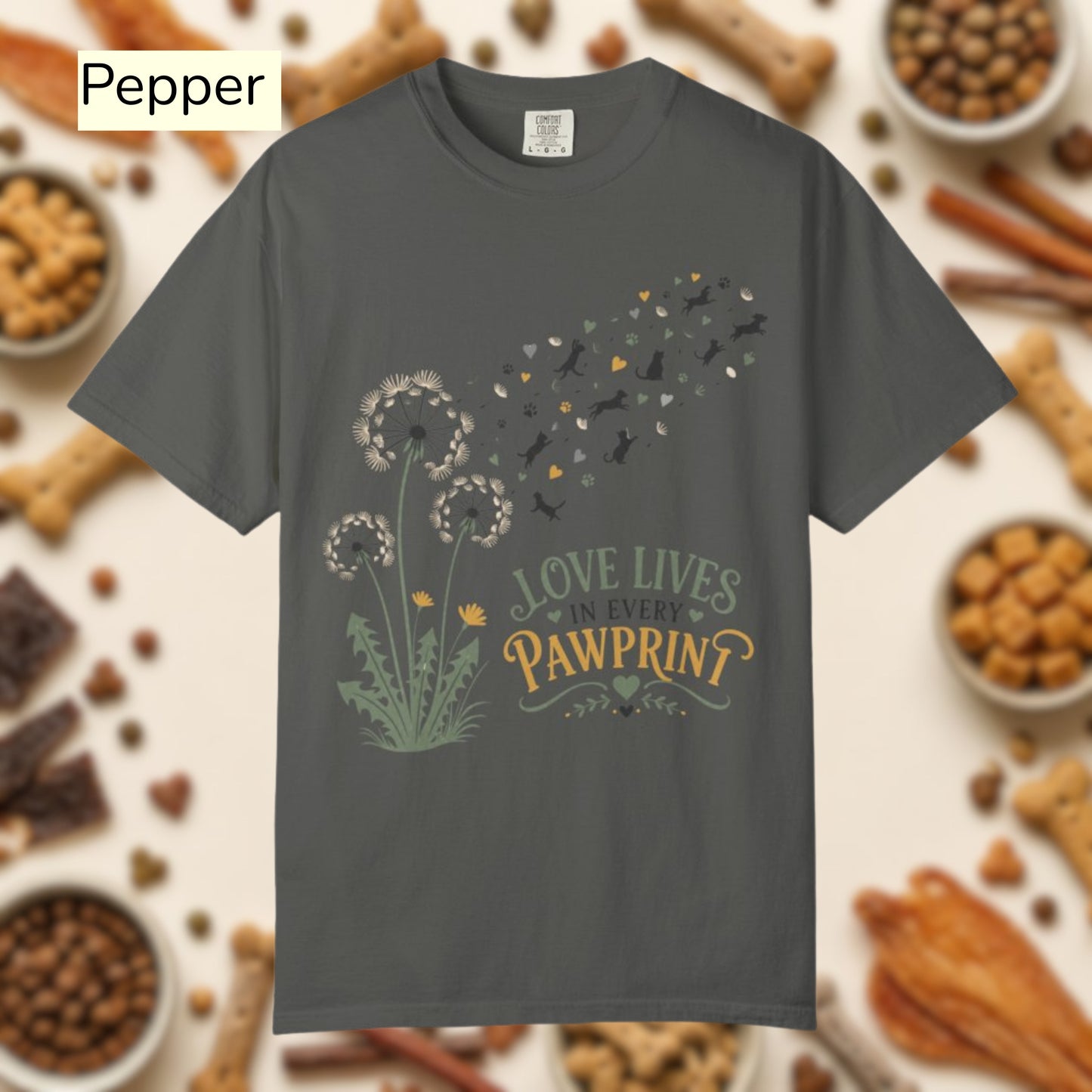 Love Lives in Every Pawprint — Cute Pet Lover T-Shirt