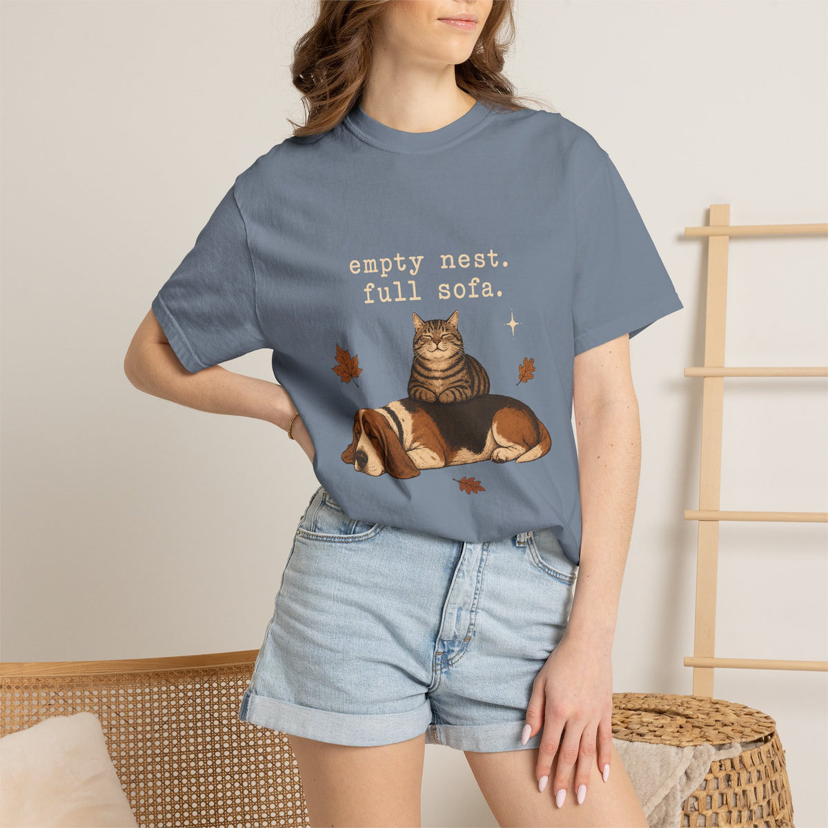 Empty Nest Full Sofa T-Shirt – Funny Empty Nester Dog & Cat Parent T-Shirt