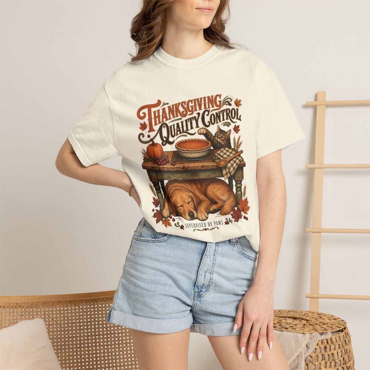 Thanksgiving Quality Control T-Shirt – Funny Dog & Cat Thanksgiving Pet Parent Tee