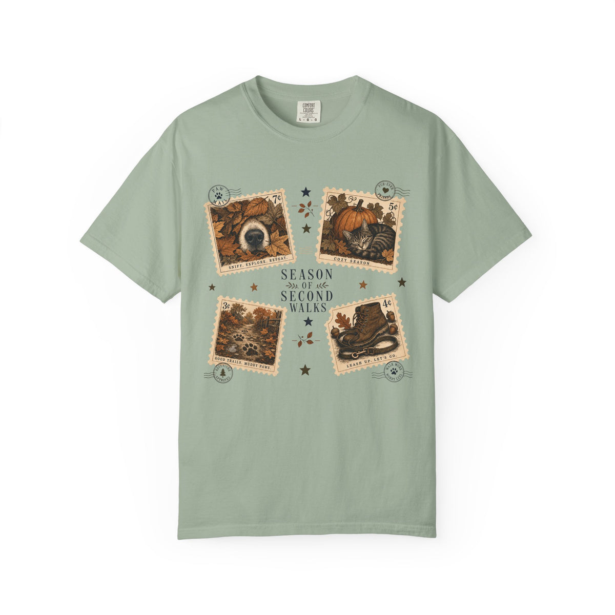 Season of Second Walks T-Shirt – Vintage Fall Dog Walking Pet Parent Tee