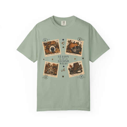 Season of Second Walks T-Shirt – Vintage Fall Dog Walking Pet Parent Tee