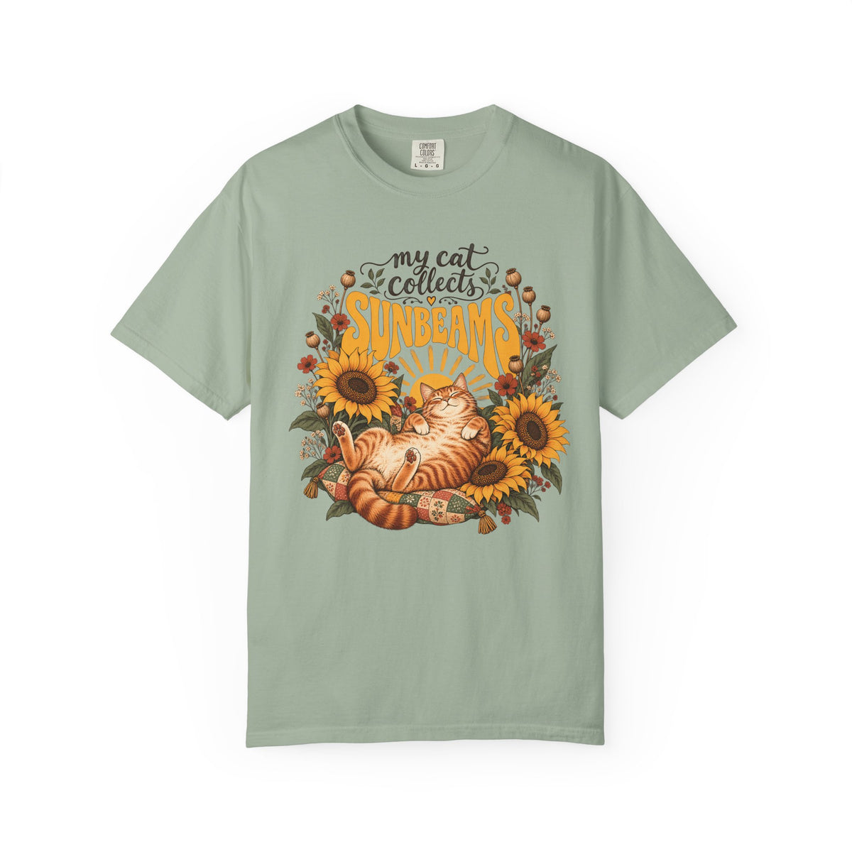 My Cat Collects Sunbeams T-Shirt – Sunflower Ginger Cat Lover Tee