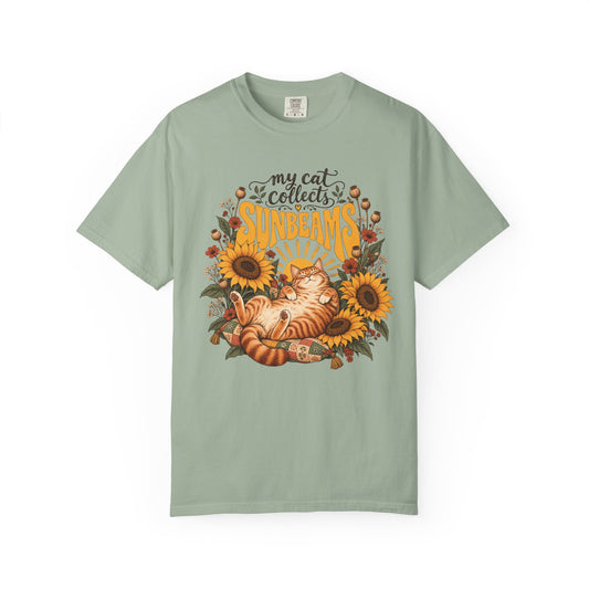 My Cat Collects Sunbeams T-Shirt – Sunflower Ginger Cat Lover Tee