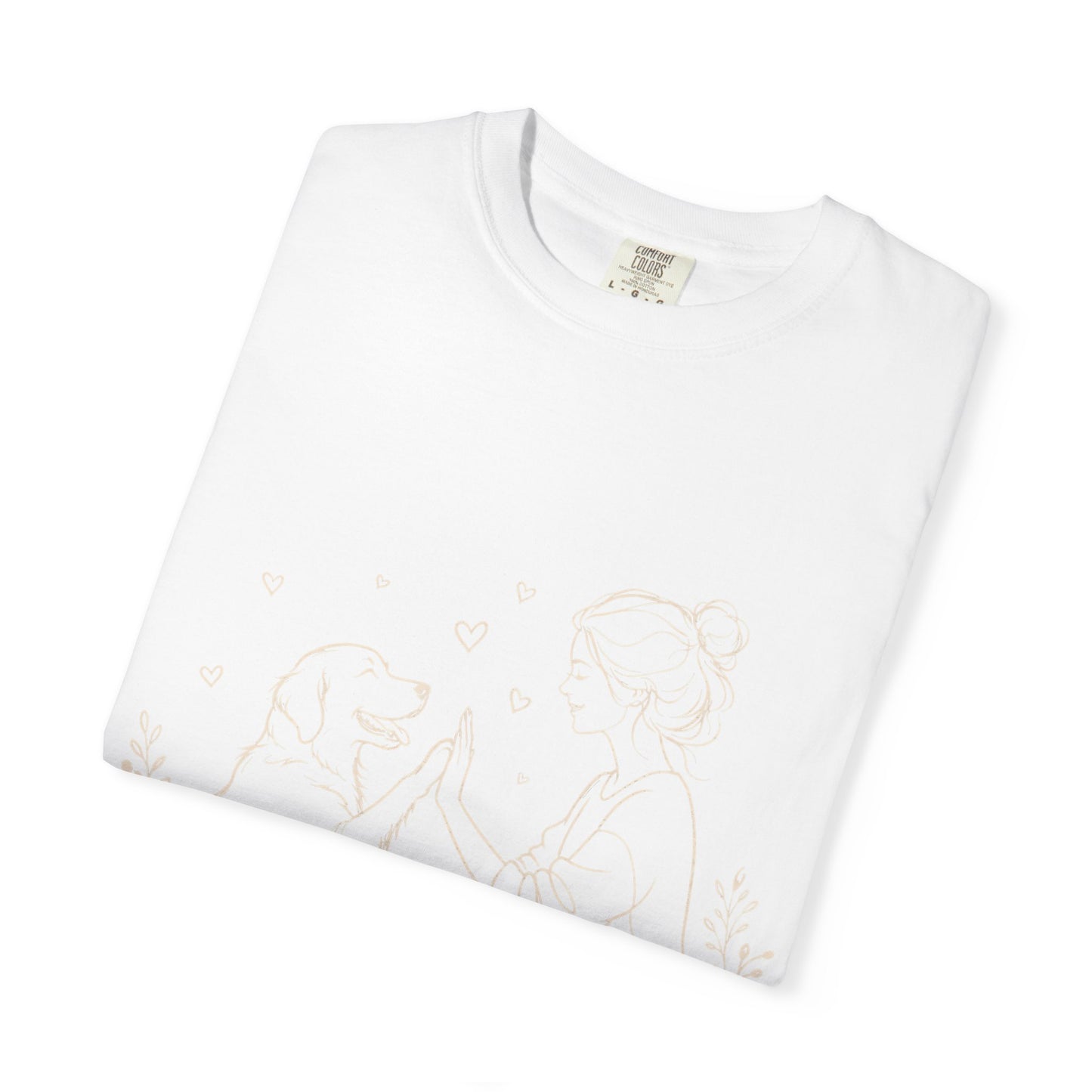Minimalist Woman and Dog High Five - Cute Pet Lover T-Shirt