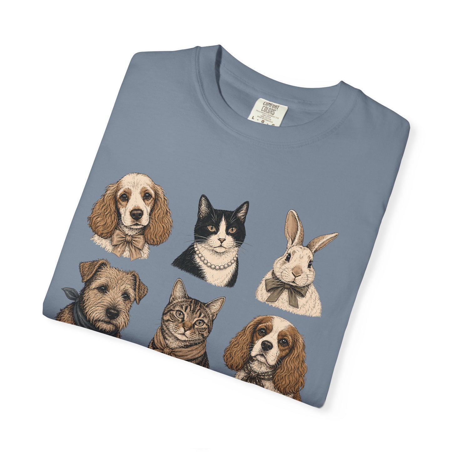 Dapper Pets Portrait Collection T-Shirt – Dogs, Cats & Bunny in Bow Ties & Bandanas
