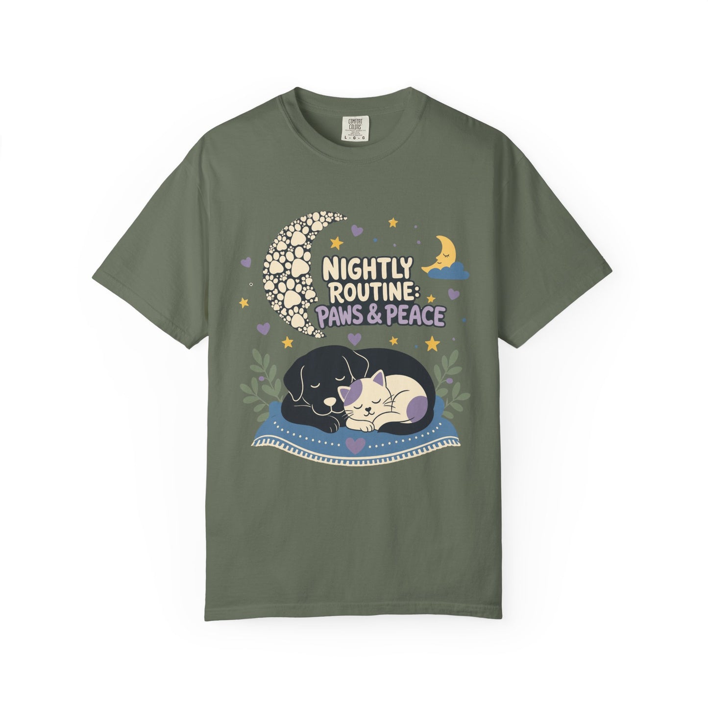Nightly Routine Paws and Peace — Cute Pet Lover T-Shirt
