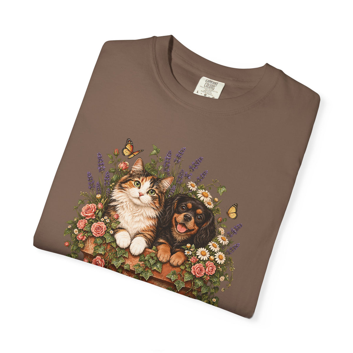 Cottage Garden Dog & Cat T-Shirt – Floral Pet Lover Tee