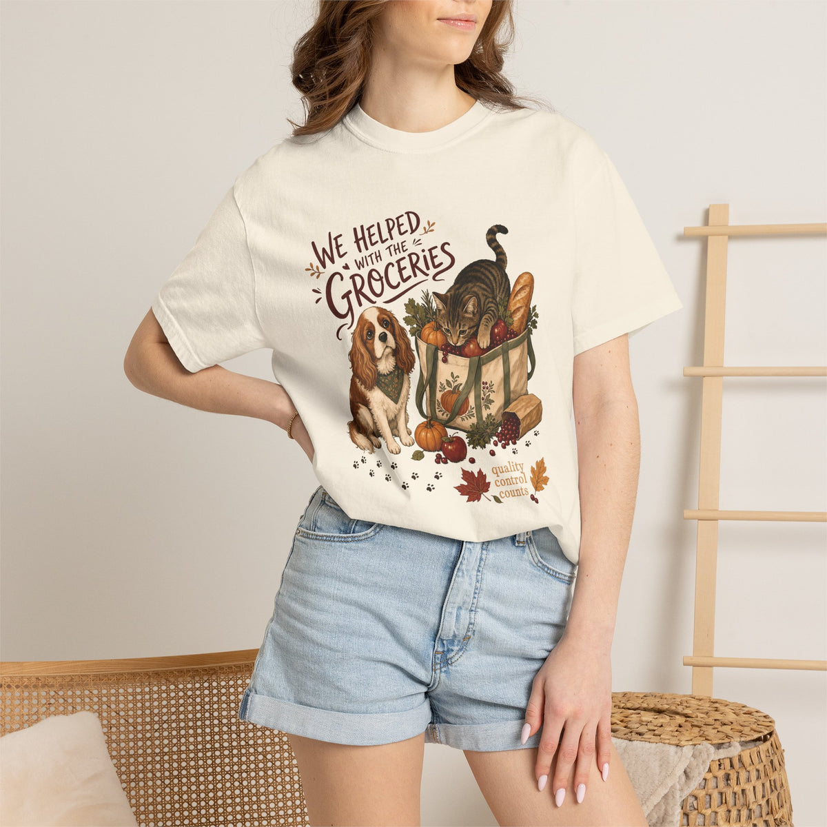 We Helped With the Groceries T-Shirt – Funny Dog & Cat Pet Lover Tee