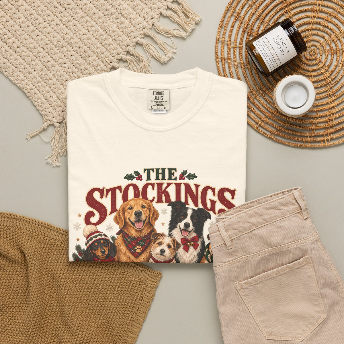 The Stockings Have Paw Prints T-Shirt – Christmas Dog Lover Tee