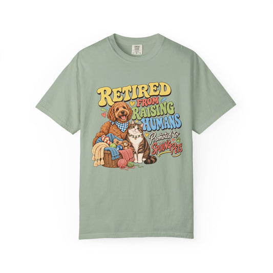 Retired From Raising Humans T-Shirt – Funny Dog & Cat Empty Nester Tee
