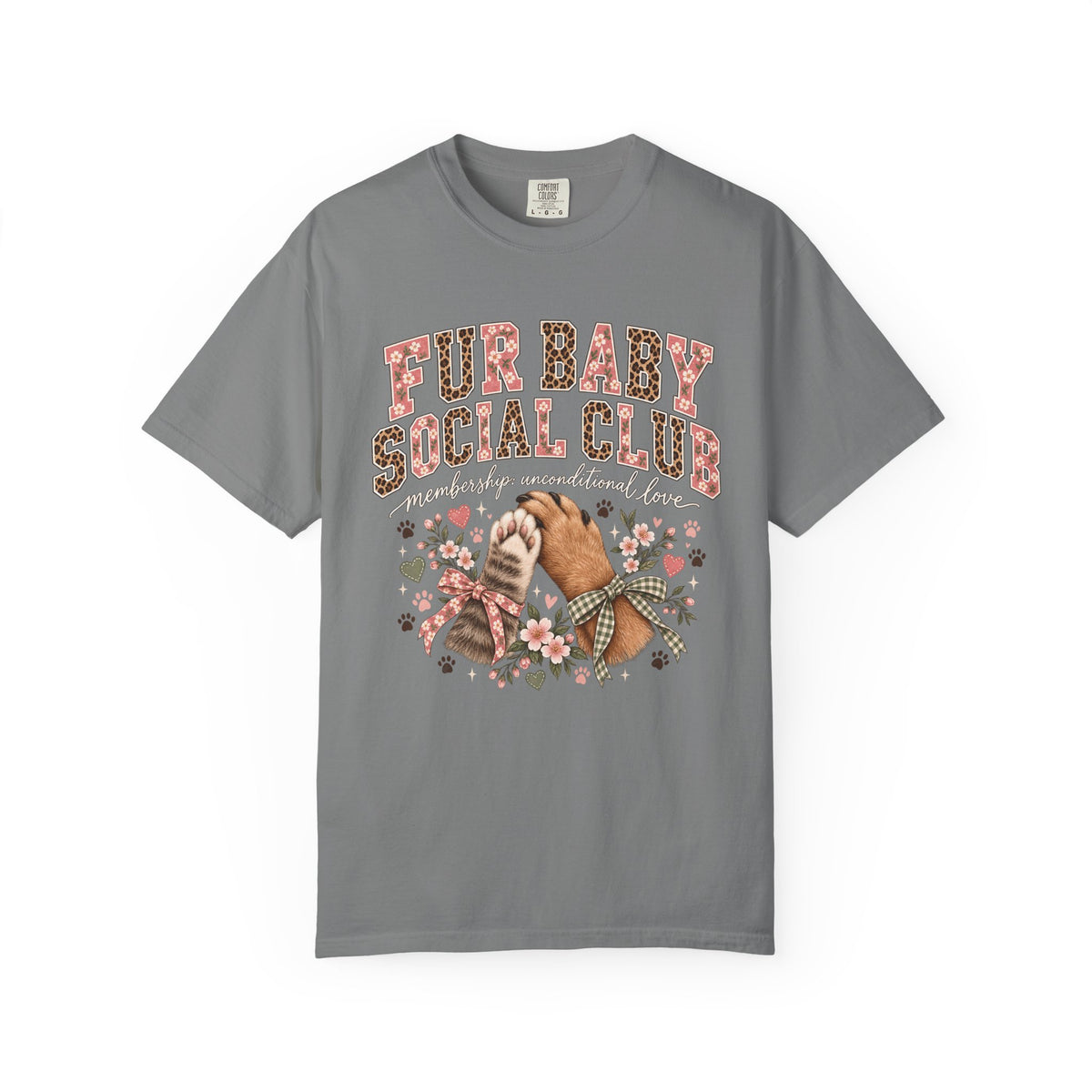 Fur Baby Social Club T-Shirt – Retro Floral Dog & Cat Lover Tee