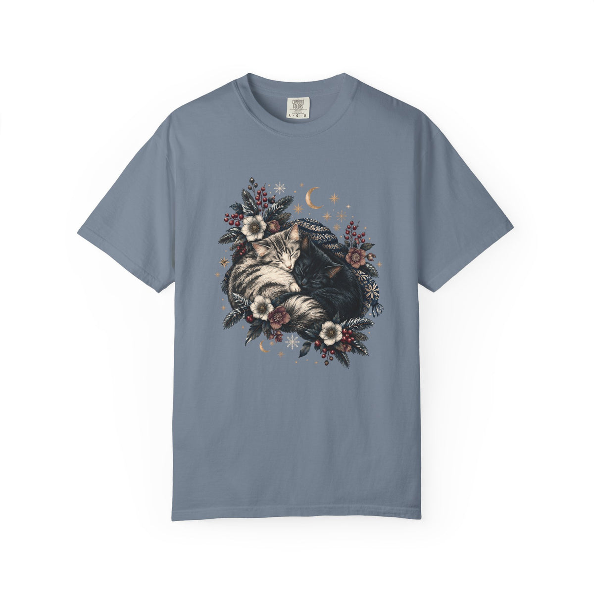 Sleeping Cats Winter T-Shirt – Celestial Cozy Cat Lover Tee