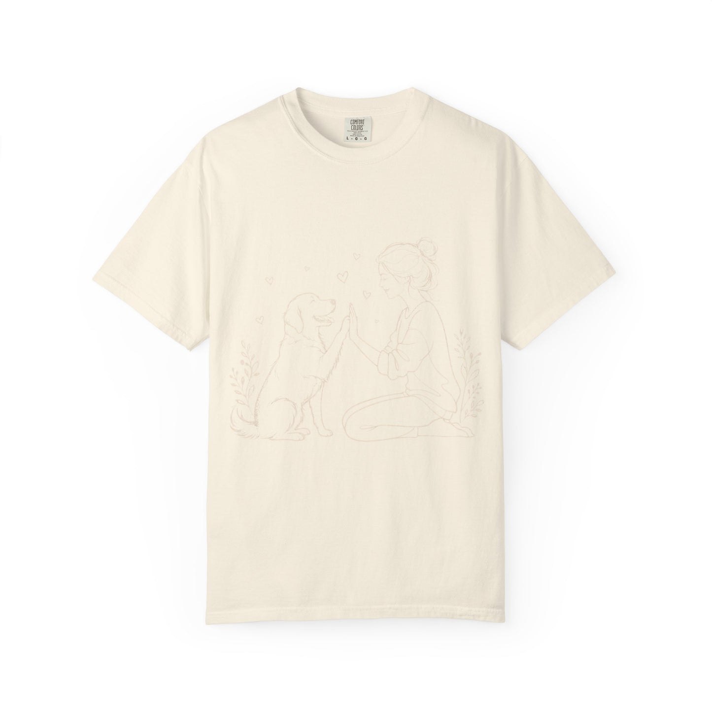 Minimalist Woman and Dog High Five - Cute Pet Lover T-Shirt