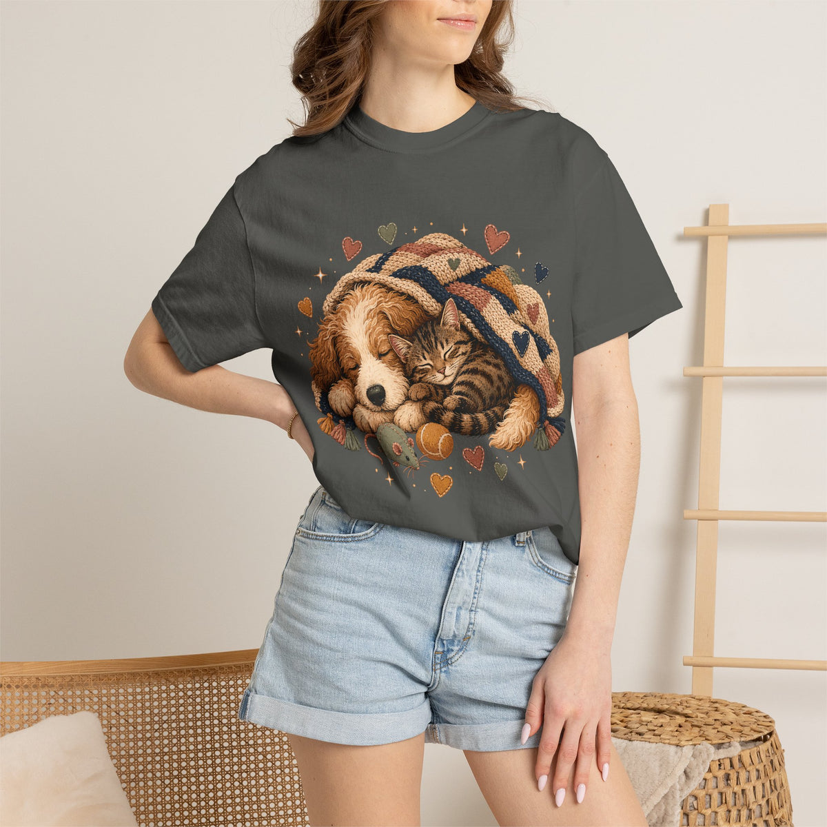 Sleeping Dog and Cat T-Shirt | Cozy Pet Lover T-Shirt