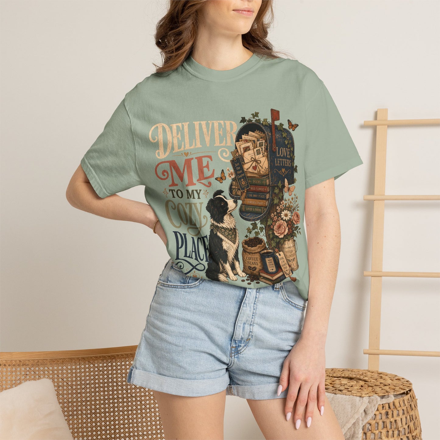 Deliver Me to My Cozy Place Shirt | Book Lover Dog Mom T-Shirt | | Cozy Coffee Reader Shirt | Comfort Colors