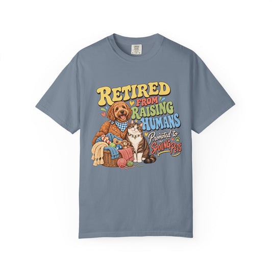 Retired From Raising Humans T-Shirt – Funny Dog & Cat Empty Nester Tee