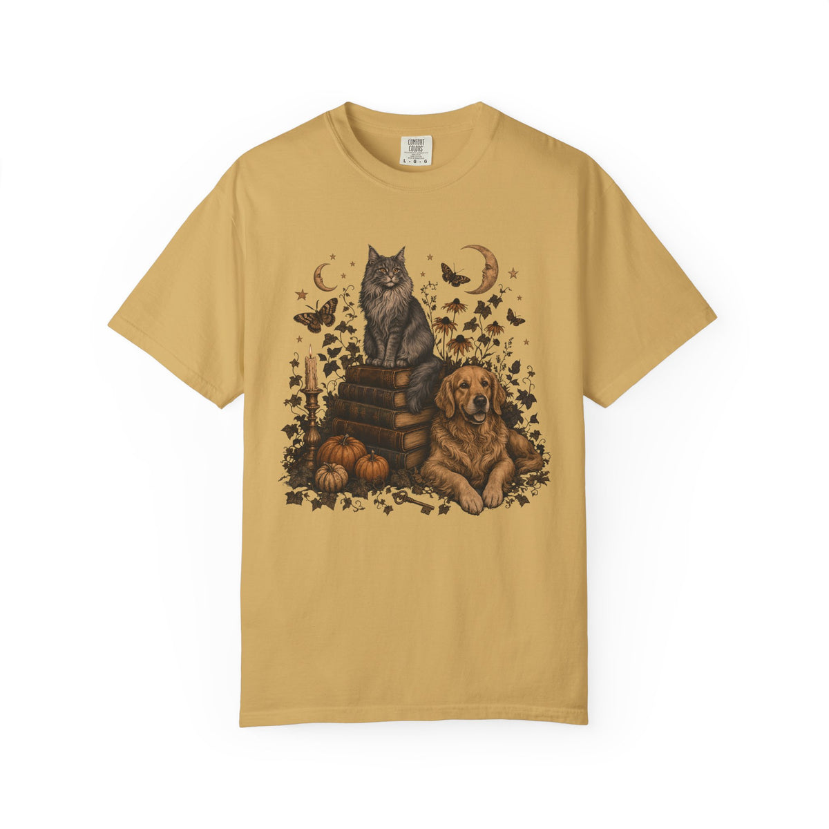 Cozy Autumn Dog & Cat T-Shirt – Dark Academia Pet Lover Tee