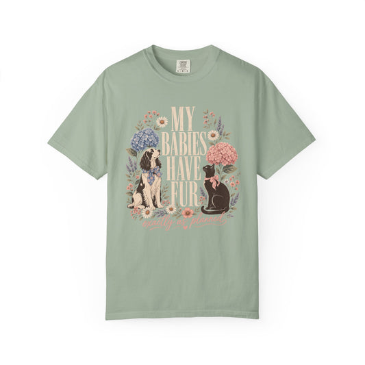 My Babies Have Fur Dog and Cat Mom T-Shirt – Floral Pet Parent Tee